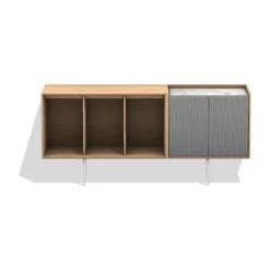 Vipp675 Cabinet skåp - Ljus ek-aluminium-marmor 150x68x38 cm