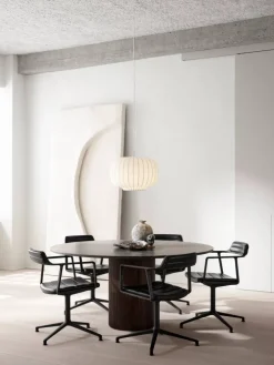 Vipp495 Cabin matbord Ø150 cm Grey marble-dark oak