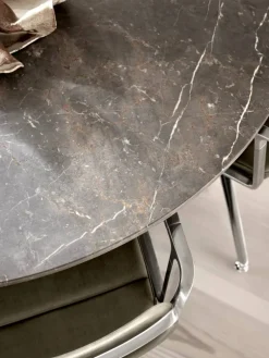 Vipp495 Cabin matbord Ø150 cm Grey marble-light oak