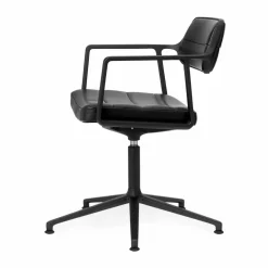 Vipp453+ Swivel kontorsstol Black aluminium-black leather