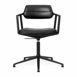 Vipp453+ Swivel kontorsstol Black aluminium-black leather