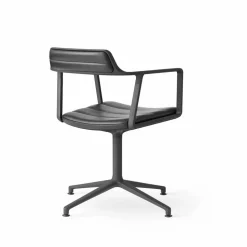 Vipp452 Swivel kontorsstol Black aluminium-black leather
