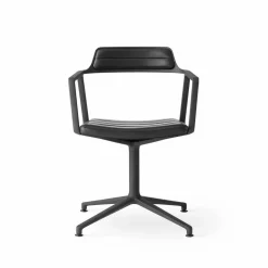 Vipp452 Swivel kontorsstol Black aluminium-black leather