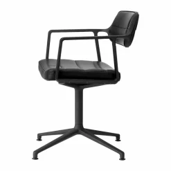Vipp453 Swivel kontorsstol Leather black-svart aluminium