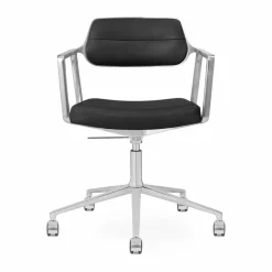 Vipp453+ Swivel kontorsstol med hjul Pol. aluminium-black leather
