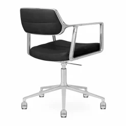 Vipp453+ Swivel kontorsstol med hjul Pol. aluminium-black leather