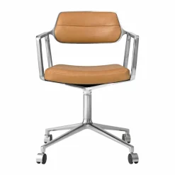Vipp453 Swivel kontorsstol med hjul Leather camel-pol. aluminium