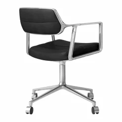 Vipp453 Swivel kontorsstol med hjul Leather black-pol. aluminium