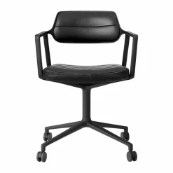 Vipp453 Swivel kontorsstol med hjul Leather black-svart aluminium