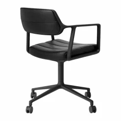Vipp453 Swivel kontorsstol med hjul Leather black-svart aluminium
