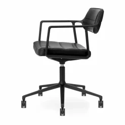 Vipp453+ Swivel kontorsstol med hjul Black aluminium-black leather