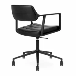 Vipp453+ Swivel kontorsstol med hjul Black aluminium-black leather