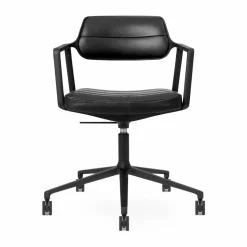 Vipp453+ Swivel kontorsstol med hjul Black aluminium-black leather