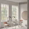 Vipp453+ Swivel kontorsstol med hjul Pol. aluminium-camel leather
