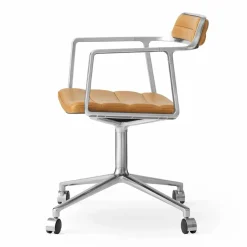 Vipp452 Swivel kontorsstol med hjul Pol. aluminium-sand leather