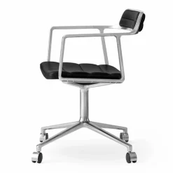 Vipp452 Swivel kontorsstol med hjul Pol. aluminium-black leather