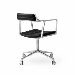 Vipp452 Swivel kontorsstol med hjul Pol. aluminium-black leather