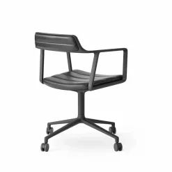 Vipp452 Swivel kontorsstol med hjul Black aluminium-black leather