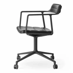 Vipp452 Swivel kontorsstol med hjul Black aluminium-black leather
