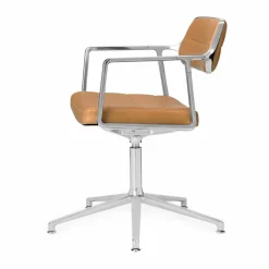 Vipp453+ Swivel kontorsstol Pol. aluminium-camel leather