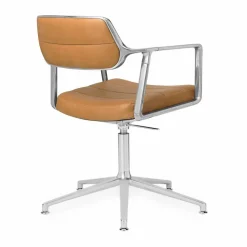 Vipp453+ Swivel kontorsstol Pol. aluminium-camel leather