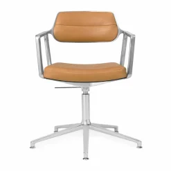 Vipp453+ Swivel kontorsstol Pol. aluminium-camel leather