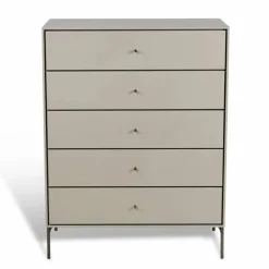Volt byrå 5 lådor beige Detaljer i rostfritt stål