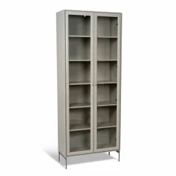Volt vitrinskåp 190 cm beige Detaljer i rostfritt stål