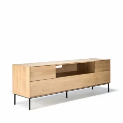 Whitebird mediabänk 180 cm Oak wax oil-Black metal