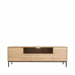 Whitebird mediabänk 180 cm Oak wax oil-Black metal