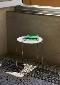 Wire Stool VP11 toppskiva Ø38 cm Marmor Bianco Carrara