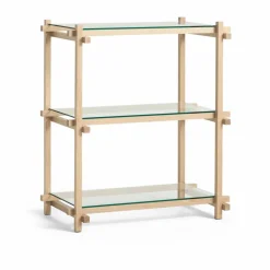 Woody Column hylla Oak-clear glass low