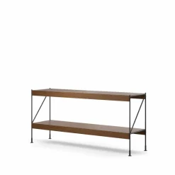 Zet hyllsystem oak dark stained 1x2 black steel base